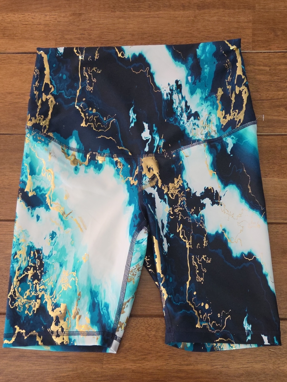 Powersoft Go-Dry Athletic Shorts in Teal & Gold Marble Size Small